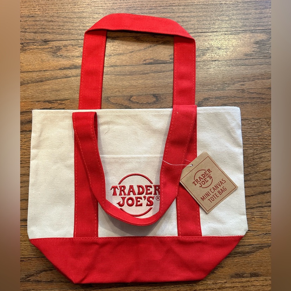 Trader Joes Mini Canvas Tote Bag - RED. NWT